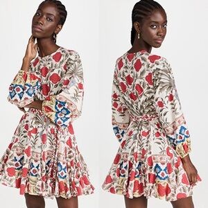 NWT Rhode Ella Garden Of Dreams-Print Cotton Mini Dress Floral Red Size: XS